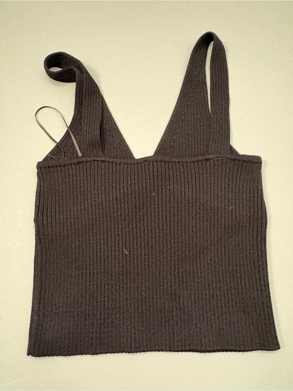 Zara Black Ribbed Square-Neck Tank - Picture 2 of 3